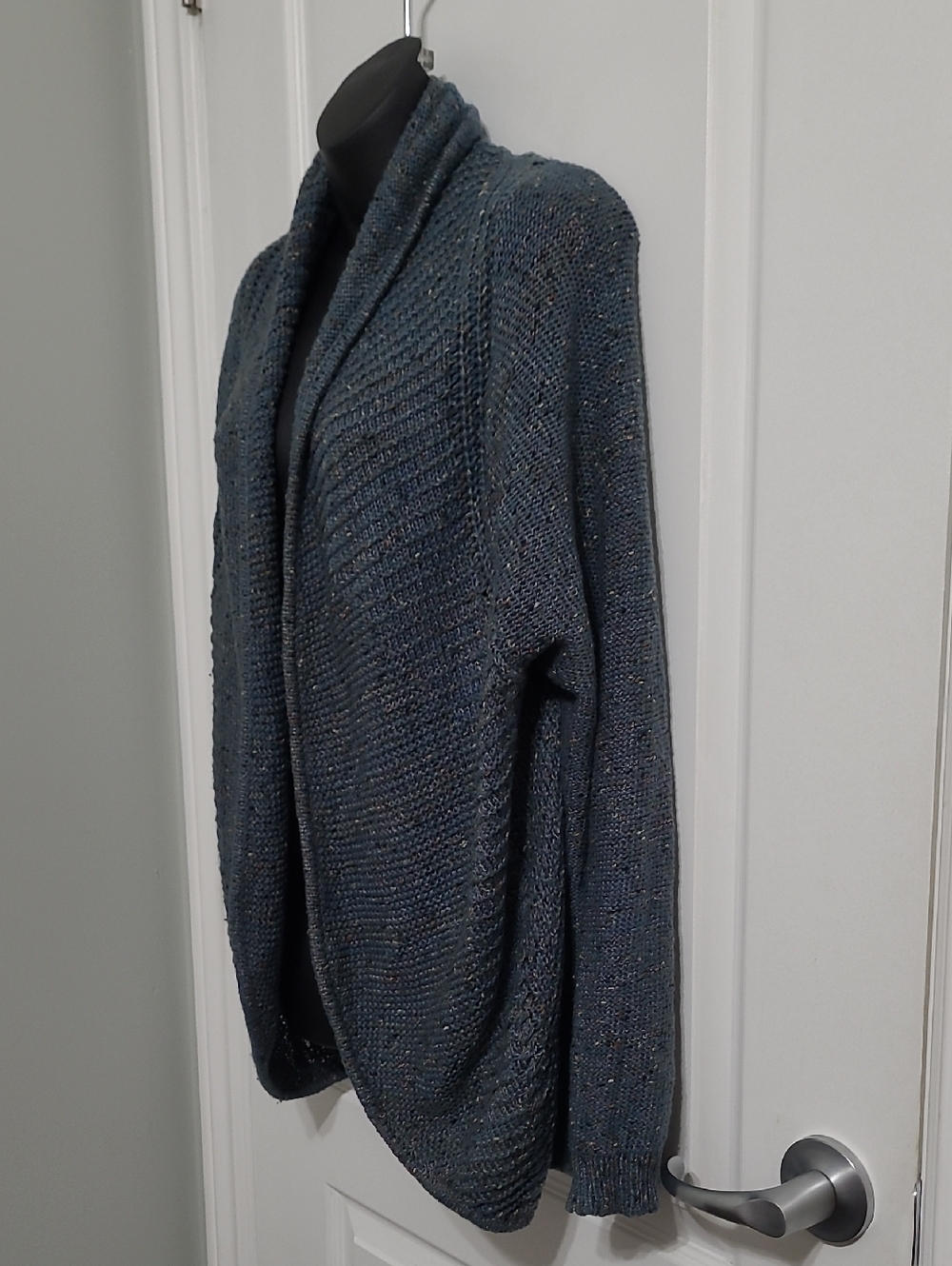 Denver Hayes Teal Speckled Open Front Cardigan Sweater Sz Large - Picture 2 of 11